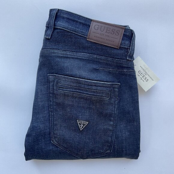 Guess Men’s Moto Zip Slim Tapered Jeans Coated Wash Size 32
